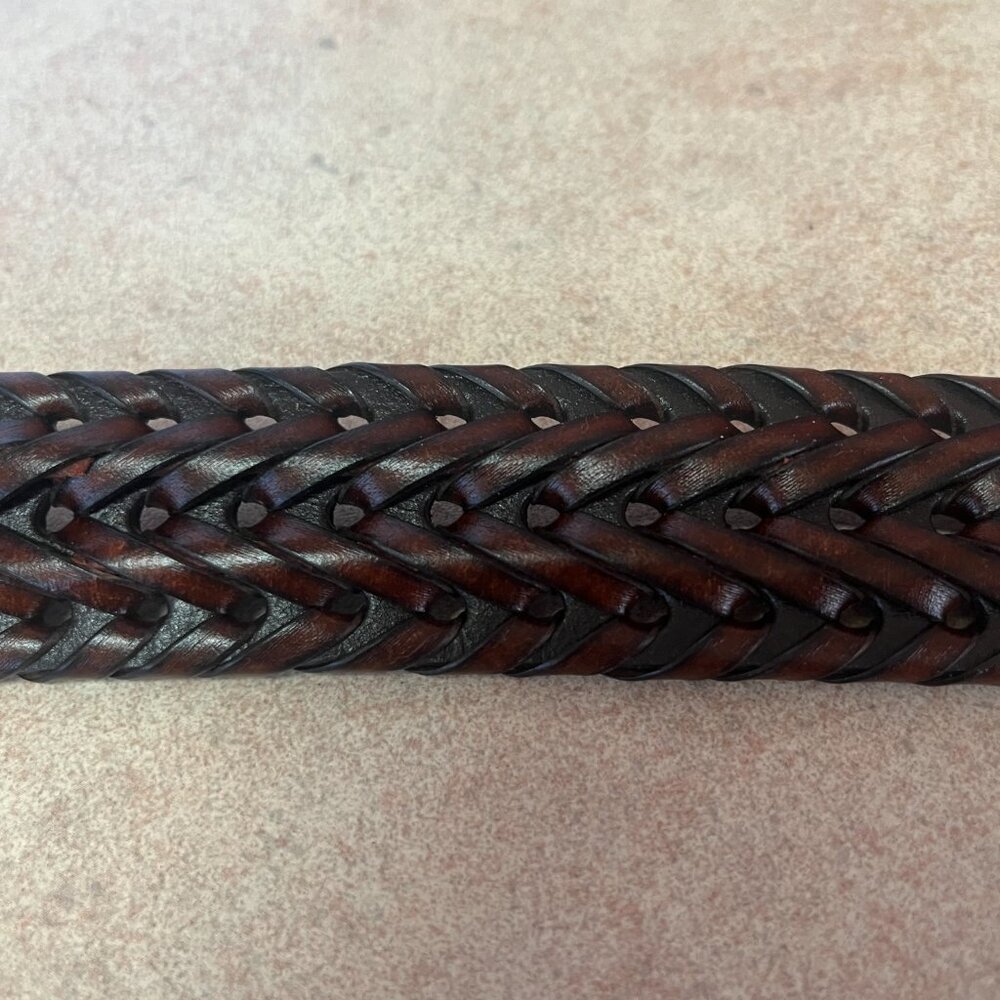 Dockers Braided Woven Brown Leather Western Belt Unisex - Picture 6 of 9
